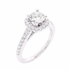 1 CT. Classic Halo Natural Diamond Enagegement Ring.