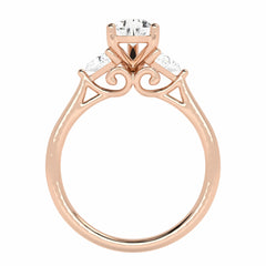 1 1/4 CT. Three Stone Pear and trapezoid Lab created Diamond Ring.