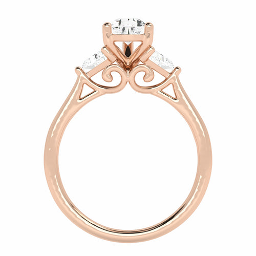1 1/4 CT. Three Stone Pear and trapezoid Lab created Diamond Ring.