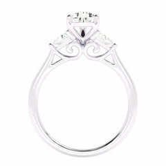 1 1/4 CT. Three Stone Pear and trapezoid Lab created Diamond Ring.
