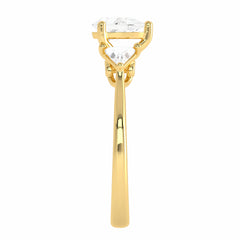 1 1/4 CT. Three Stone Pear and trapezoid Lab created Diamond Ring.