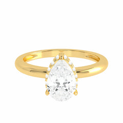 1 CT. Pear cut Solitaire  Hidden Halo Engagement Ring
