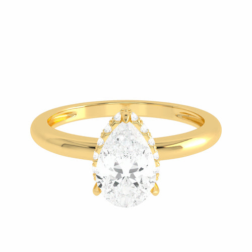 1 CT. Pear cut Solitaire  Hidden Halo Engagement Ring