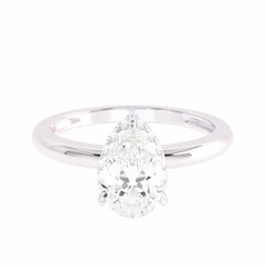 1 CT. Pear cut Solitaire  Hidden Halo Engagement Ring