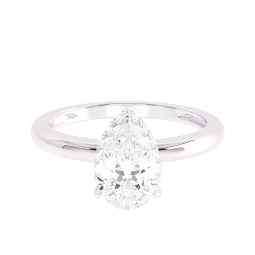 1 CT. Pear cut Solitaire  Hidden Halo Engagement Ring