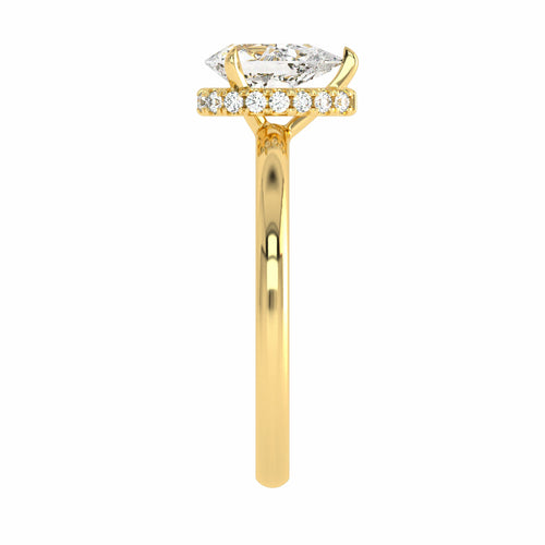 1 CT. Pear cut Solitaire  Hidden Halo Engagement Ring