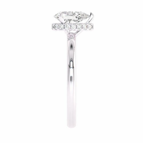 1 CT. Pear cut Solitaire  Hidden Halo Engagement Ring