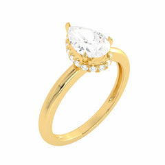 1 CT. Pear cut Solitaire  Hidden Halo Engagement Ring