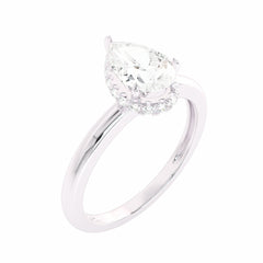 1 CT. Pear cut Solitaire  Hidden Halo Engagement Ring