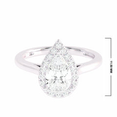 1 CT. Celestial Sparkle Pear Cut Lab created Diamond Halo Engagement Ring