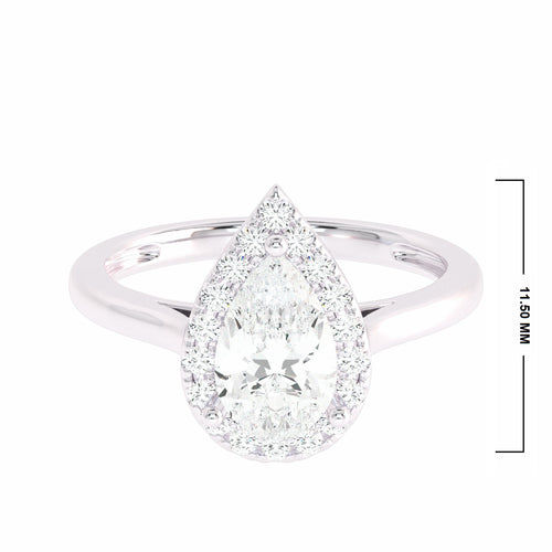 1 CT. Celestial Sparkle Pear Cut Lab created Diamond Halo Engagement Ring