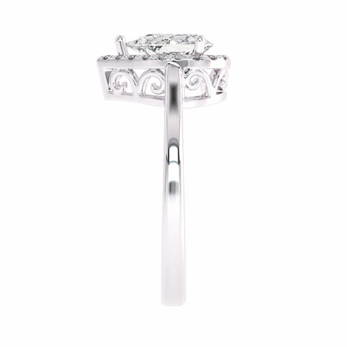 1 CT. Celestial Sparkle Pear Cut Lab created Diamond Halo Engagement Ring