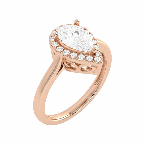 1 CT. Celestial Sparkle Pear Cut Lab created Diamond Halo Engagement Ring
