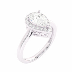 1 CT. Celestial Sparkle Pear Cut Lab created Diamond Halo Engagement Ring