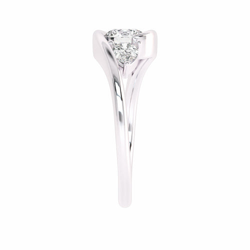 1 CT. Three stone Round and Pear bypass Lab created diamond Engagement Ring