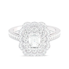 1 CT. Enigmatic Harmony Emerald and Round Diamond Engagement Ring