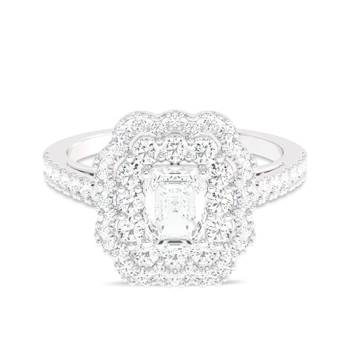 1 CT. Enigmatic Harmony Emerald and Round Diamond Engagement Ring