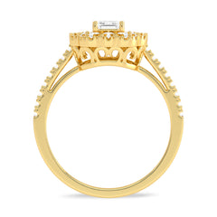 1 CT. Enigmatic Harmony Emerald and Round Diamond Engagement Ring