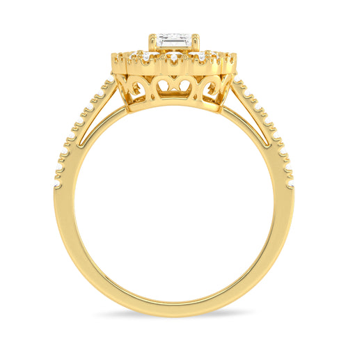 1 CT. Enigmatic Harmony Emerald and Round Diamond Engagement Ring