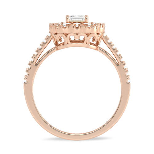 1 CT. Enigmatic Harmony Emerald and Round Diamond Engagement Ring