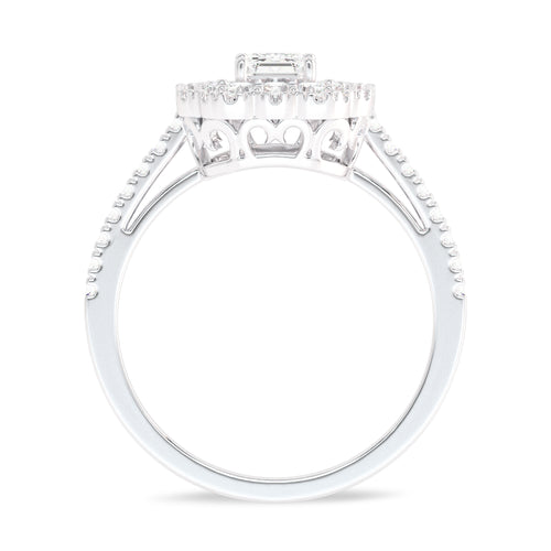 1 CT. Enigmatic Harmony Emerald and Round Diamond Engagement Ring