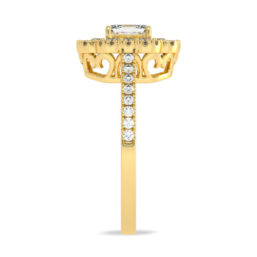 1 CT. Enigmatic Harmony Emerald and Round Diamond Engagement Ring