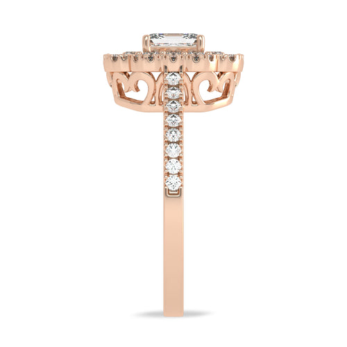 1 CT. Enigmatic Harmony Emerald and Round Diamond Engagement Ring