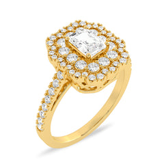 1 CT. Enigmatic Harmony Emerald and Round Diamond Engagement Ring