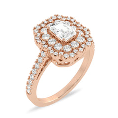 1 CT. Enigmatic Harmony Emerald and Round Diamond Engagement Ring