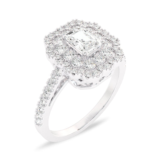 1 CT. Enigmatic Harmony Emerald and Round Diamond Engagement Ring