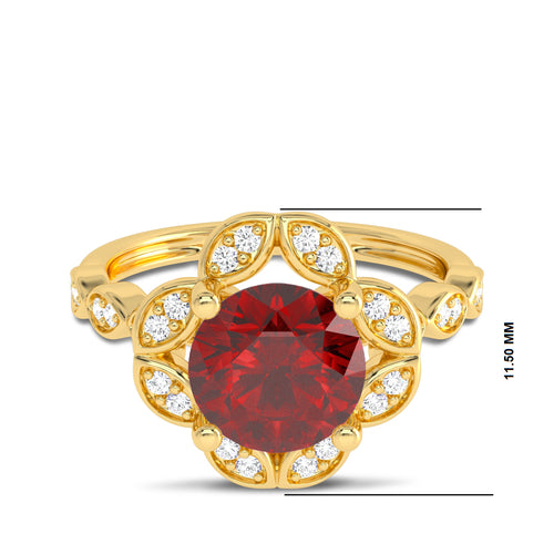 Fiery Passion Round Ruby and Natural Diamond Engagement Ring