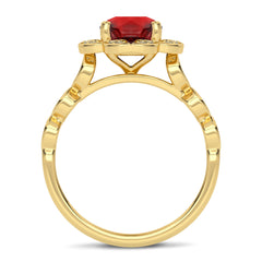 Fiery Passion Round Ruby and Natural Diamond Engagement Ring.