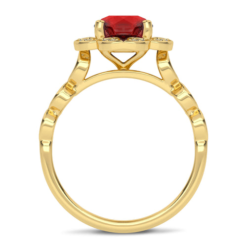 Fiery Passion Round Ruby and Natural Diamond Engagement Ring.
