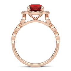 Fiery Passion Round Ruby and Natural Diamond Engagement Ring.