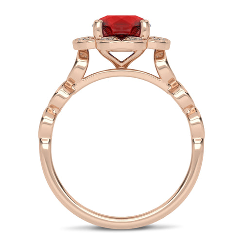 Fiery Passion Round Ruby and Natural Diamond Engagement Ring.