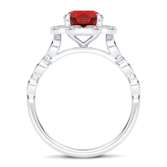 Fiery Passion Round Ruby and Natural Diamond Engagement Ring.