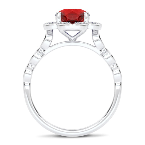 Fiery Passion Round Ruby and Natural Diamond Engagement Ring.