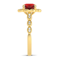 Fiery Passion Round Ruby and Natural Diamond Engagement Ring.