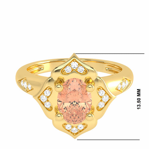 Soft Sunrise Oval Morganite and Natural Diamond Floral Engagement Ring.
