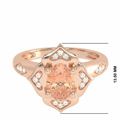 Soft Sunrise Oval Morganite and Natural Diamond Floral Engagement Ring