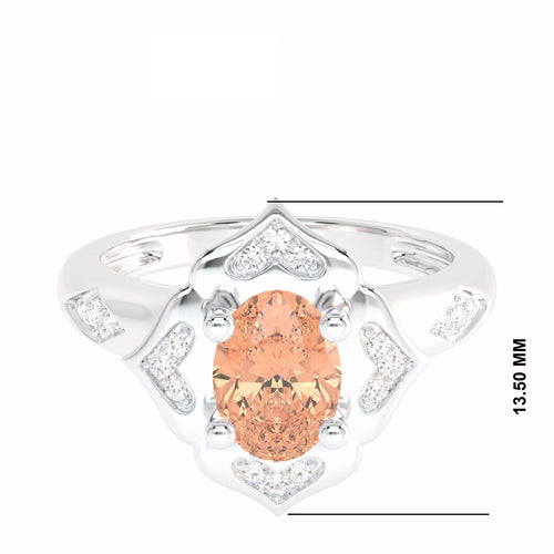 Soft Sunrise Oval Morganite and Natural Diamond Floral Engagement Ring.