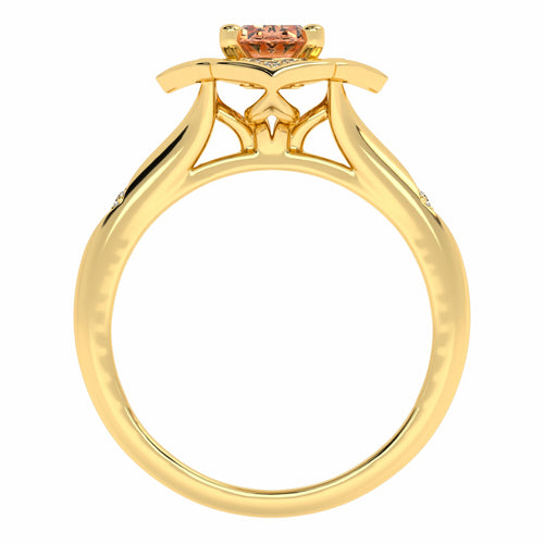 Soft Sunrise Oval Morganite and Natural Diamond Floral Engagement Ring.