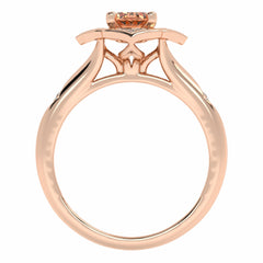 Soft Sunrise Oval Morganite and Natural Diamond Floral Engagement Ring.