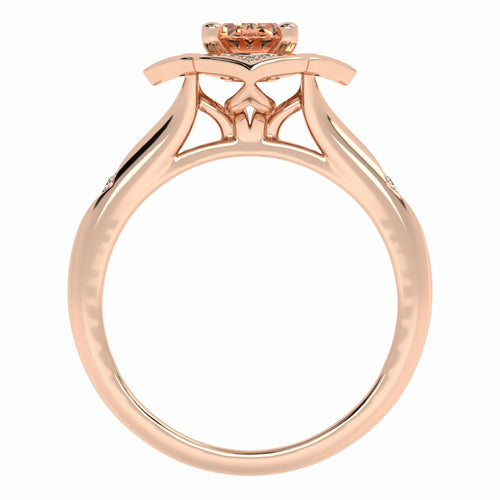 Soft Sunrise Oval Morganite and Natural Diamond Floral Engagement Ring.