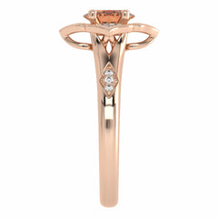 Soft Sunrise Oval Morganite and Natural Diamond Floral Engagement Ring.