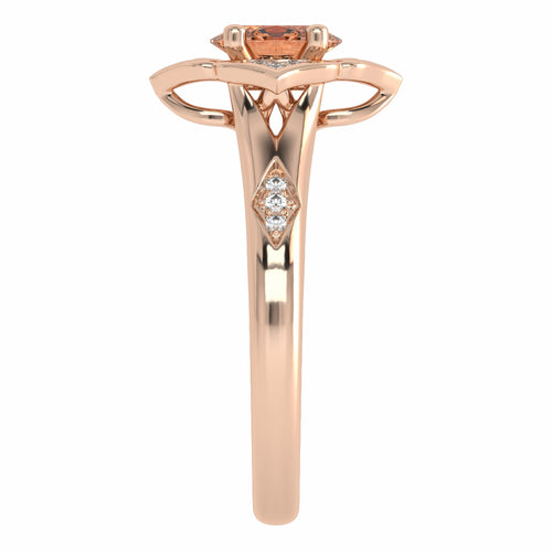 Soft Sunrise Oval Morganite and Natural Diamond Floral Engagement Ring.