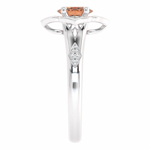 Soft Sunrise Oval Morganite and Natural Diamond Floral Engagement Ring.