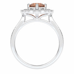 Pink Petal Round Morganite and Natural Diamond Vintage Engagement Ring.