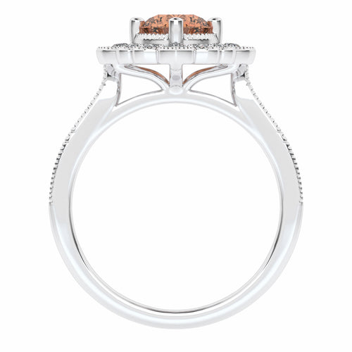 Pink Petal Round Morganite and Natural Diamond Vintage Engagement Ring.