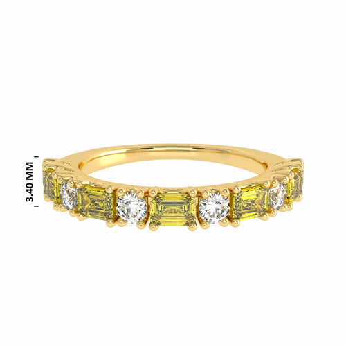 1 CT. Fancy Yellow Radiant Diamond Band Ring